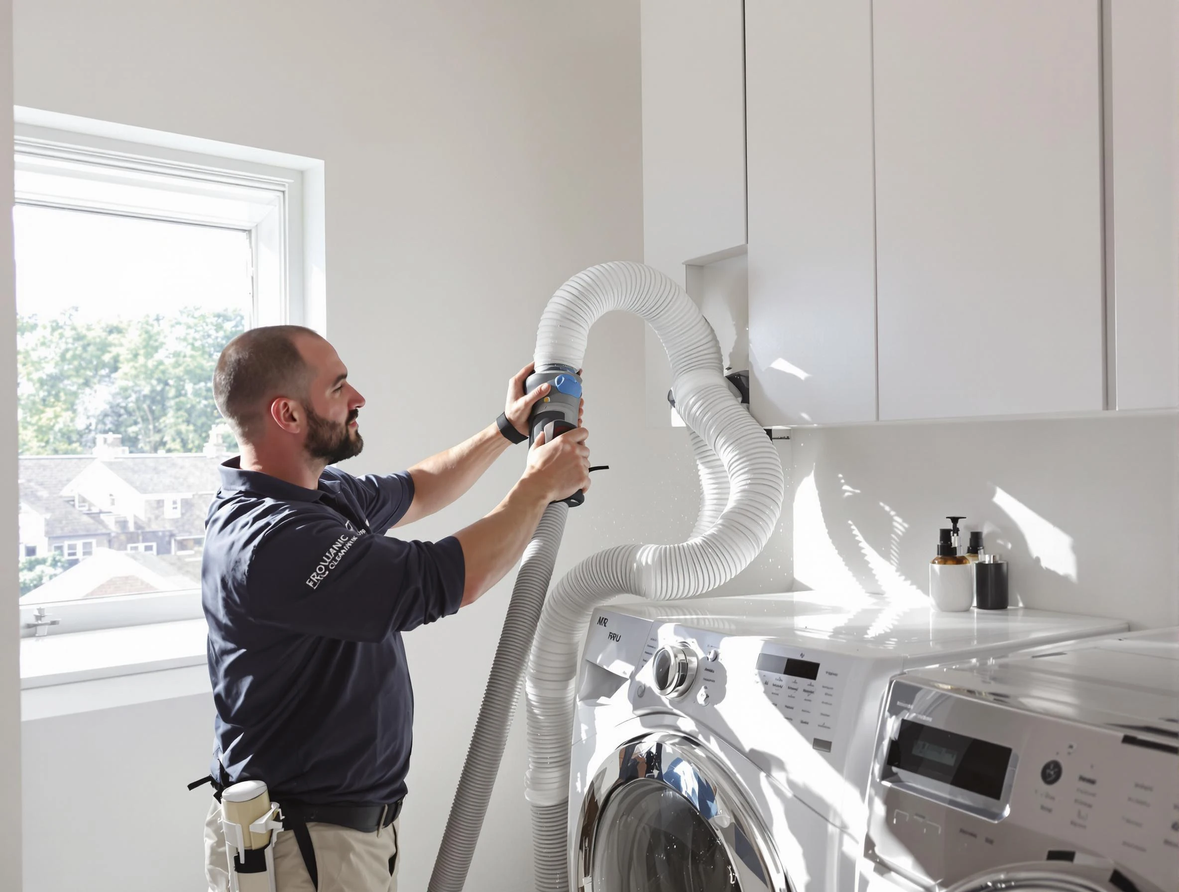 Certified New Sewickley Dryer Vent Cleaning technician performing dryer vent cleaning in New Sewickley